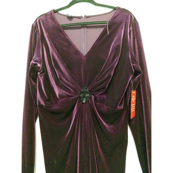 Muse Velvet Dress Long Sleeve Sequin Applique Whimsigoth Size 16 Plum - Picture 2 of 8